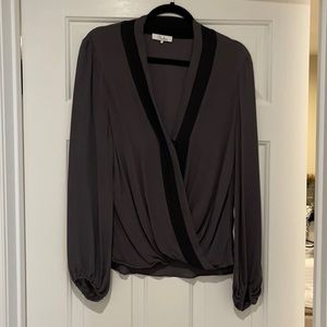 Parker Gray and Black Silk Blouse Size Large